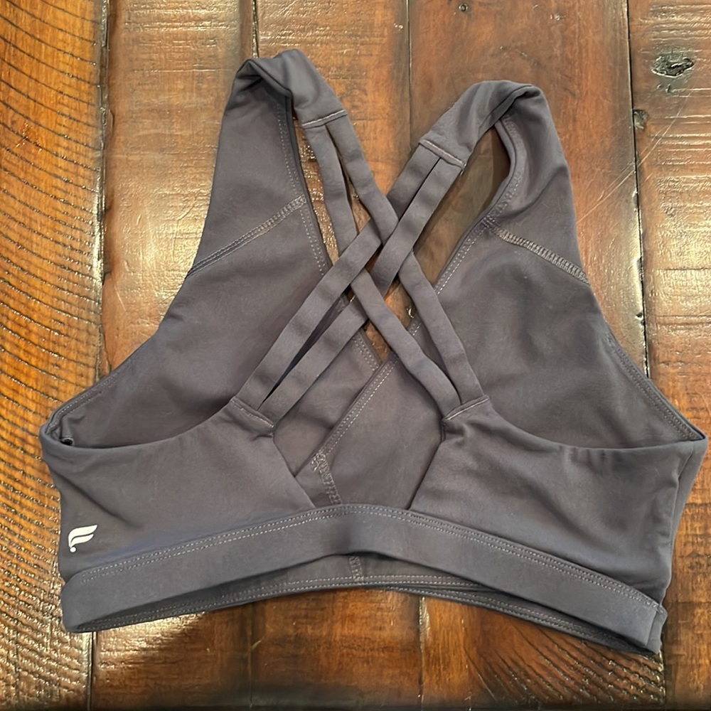 Fabletics- Grey Wrap Cut Out Sports Bra- Size Small - Picture 2 of 2